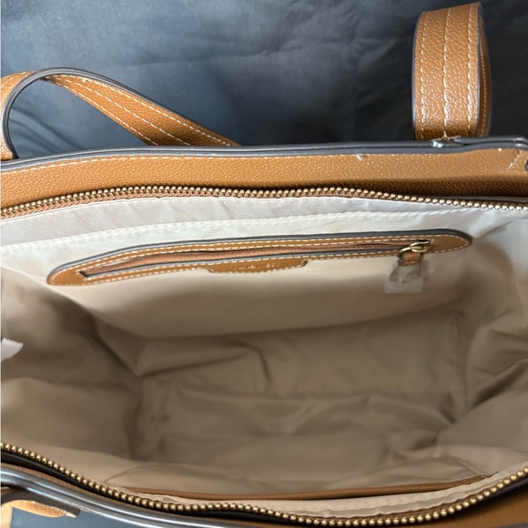 Nine West Cognac Two-Tone Tote with Tassel Charm - Picture 4 of 4